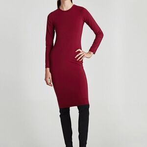 TRF by Zara maroon midi dress with long sleeves | size S